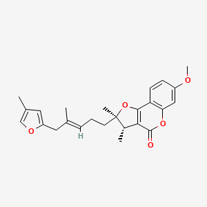 molecular formula C25H28O5 B1250665 (2S*,3R*)-2,3-dihydro-7-methoxy-2,3-dimethyl-2-[4-methyl-5-(4-methyl-2-furyl)-3(E)-pentenyl]-furo[3,2-c]coumarin 