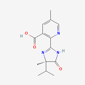 molecular formula C14H17N3O3 B1250667 5-Methyl-2-((4R)-4-isopropyl-4-methyl-5-oxo-2-imidazolin-2-yl) nicotinic acid CAS No. 221298-62-0