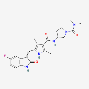 molecular formula C23H26FN5O3 B12506803 N-[1-(dimethylcarbamoyl)pyrrolidin-3-yl]-5-[(5-fluoro-2-oxo-1H-indol-3-ylidene)methyl]-2,4-dimethyl-1H-pyrrole-3-carboxamide 
