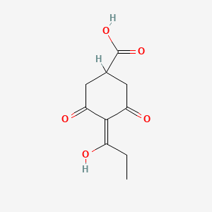 molecular formula C10H12O5 B12506973 3-Hydroxy-5-oxo-4-propionylcyclohex-3-enecarboxylic acid 