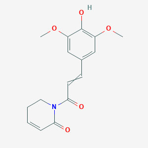 molecular formula C16H17NO5 B12506995 1-[(2E)-3-(4-hydroxy-3,5-dimethoxyphenyl)prop-2-enoyl]-5,6-dihydropyridin-2-one 