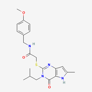 molecular formula C21H26N4O3S B12507068 N-(4-methoxybenzyl)-2-{[6-methyl-3-(2-methylpropyl)-4-oxo-4,5-dihydro-3H-pyrrolo[3,2-d]pyrimidin-2-yl]sulfanyl}acetamide 