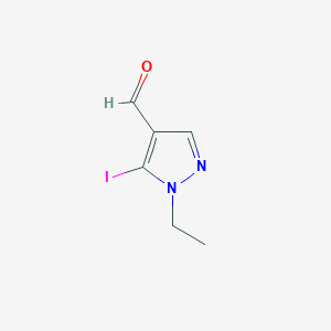 molecular formula C6H7IN2O B12507100 1-Ethyl-5-iodo-1H-pyrazole-4-carbaldehyde 