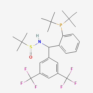 molecular formula C27H36F6NOPS B12507277 N-{[3,5-bis(trifluoromethyl)phenyl][2-(di-tert-butylphosphanyl)phenyl]methyl}-2-methylpropane-2-sulfinamide 