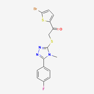 molecular formula C15H11BrFN3OS2 B12507313 1-(5-Bromothiophen-2-yl)-2-((5-(4-fluorophenyl)-4-methyl-4H-1,2,4-triazol-3-yl)thio)ethan-1-one 