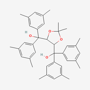 molecular formula C39H46O4 B12507337 {5-[Bis(3,5-dimethylphenyl)(hydroxy)methyl]-2,2-dimethyl-1,3-dioxolan-4-yl}bis(3,5-dimethylphenyl)methanol 