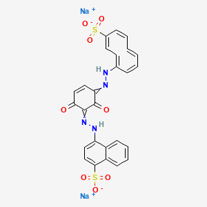 molecular formula C26H18N4Na2O8S2 B12507345 Disodium 4-(2-{2,6-dioxo-5-[2-(8-sulfonatocyclodeca-1,3,5,7,9-pentaen-1-yl)hydrazin-1-ylidene]cyclohex-3-en-1-ylidene}hydrazin-1-yl)naphthalene-1-sulfonate 