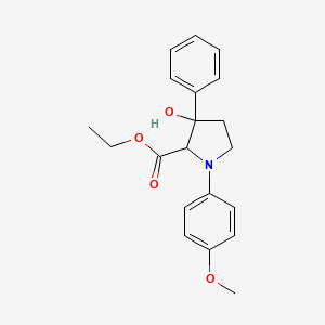molecular formula C20H23NO4 B12507436 Ethyl 3-hydroxy-1-(4-methoxyphenyl)-3-phenylpyrrolidine-2-carboxylate 