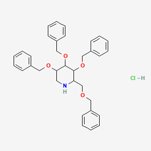 molecular formula C34H38ClNO4 B12507495 3,4,5-Tris(phenylmethoxy)-2-(phenylmethoxymethyl)piperidine;hydrochloride 