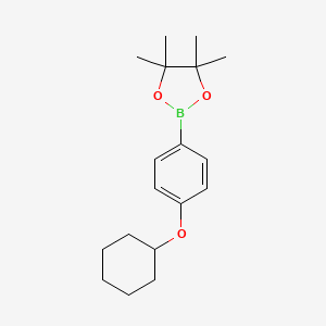 molecular formula C18H27BO3 B12507535 2-(4-(Cyclohexyloxy)phenyl)-4,4,5,5-tetramethyl-1,3,2-dioxaborolane 
