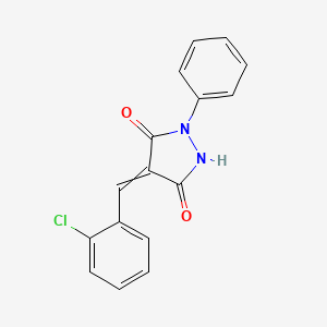 molecular formula C16H11ClN2O2 B12507698 4-[(2-Chlorophenyl)methylidene]-1-phenylpyrazolidine-3,5-dione 