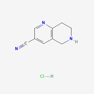 molecular formula C9H10ClN3 B12507701 5,6,7,8-Tetrahydro-1,6-naphthyridine-3-carbonitrile hydrochloride 