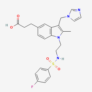 3-{1-[2-(4-Fluoro-benzenesulfonylamino)-ethyl]-3-imidazol-1-ylmethyl-2-methyl-1H-indol-5-yl}-propionic acid