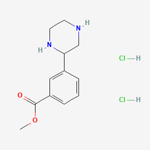 molecular formula C12H18Cl2N2O2 B12507944 Methyl 3-(piperazin-2-YL)benzoate dihydrochloride 