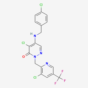 molecular formula C18H12Cl3F3N4O B12507977 4-chloro-5-[(4-chlorobenzyl)amino]-2-{[3-chloro-5-(trifluoromethyl)-2-pyridinyl]methyl}-3(2H)-pyridazinone 