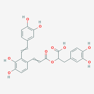 molecular formula C26H22O10 B12508002 3-(3,4-Dihydroxyphenyl)-2-[(3-{2-[2-(3,4-dihydroxyphenyl)ethenyl]-3,4-dihydroxyphenyl}prop-2-enoyl)oxy]propanoic acid 