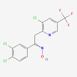 molecular formula C14H8Cl3F3N2O B12508012 N-{2-[3-chloro-5-(trifluoromethyl)pyridin-2-yl]-1-(3,4-dichlorophenyl)ethylidene}hydroxylamine 