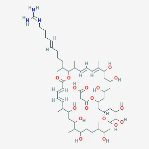 molecular formula C54H91N3O17 B1250802 3-[[(10E,12E,18E,20E)-15-[(E)-10-(diaminomethylideneamino)dec-6-en-2-yl]-5,7,9,23,25,27,31,33,34,35-decahydroxy-10,14,22,26,30-pentamethyl-17-oxo-16,37-dioxabicyclo[31.3.1]heptatriaconta-10,12,18,20-tetraen-3-yl]oxy]-3-oxopropanoic acid 
