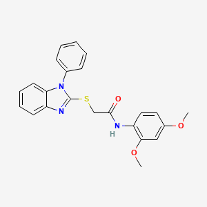 molecular formula C23H21N3O3S B12508053 N-(2,4-Dimethoxyphenyl)-2-((1-phenyl-1H-benzo[d]imidazol-2-yl)thio)acetamide 