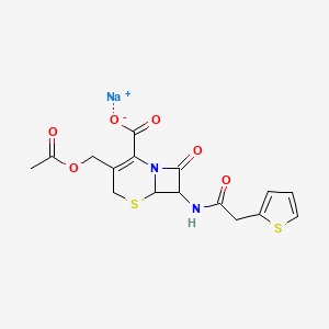 molecular formula C16H15N2NaO6S2 B12508107 Sodium 3-(acetoxymethyl)-8-oxo-7-(2-(thiophen-2-yl)acetamido)-5-thia-1-azabicyclo[4.2.0]oct-2-ene-2-carboxylate 