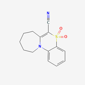 molecular formula C14H14N2O2S B12508169 8,9,10,11-tetrahydro-7H-azepino[2,1-c][1,4]benzothiazine-6-carbonitrile 5,5-dioxide 