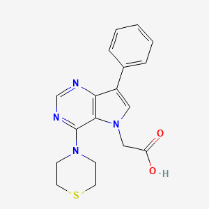 molecular formula C18H18N4O2S B12508293 [7-phenyl-4-(thiomorpholin-4-yl)-5H-pyrrolo[3,2-d]pyrimidin-5-yl]acetic acid 