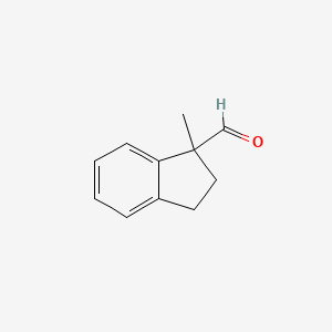 molecular formula C11H12O B12508316 1-methyl-2,3-dihydro-1H-indene-1-carbaldehyde 