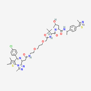 molecular formula C49H60ClN9O7S2 B12508371 (2S,4R)-1-[(2S)-2-[[2-[3-[2-[[2-[(9S)-7-(4-chlorophenyl)-4,5,13-trimethyl-3-thia-1,8,11,12-tetrazatricyclo[8.3.0.02,6]trideca-2(6),4,7,10,12-pentaen-9-yl]acetyl]amino]ethoxy]propoxy]acetyl]amino]-3,3-dimethylbutanoyl]-4-hydroxy-N-[(1S)-1-[4-(4-methyl-1,3- 