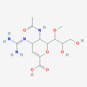 molecular formula C13H22N4O7 B12508396 4-carbamimidamido-6-(2,3-dihydroxy-1-methoxypropyl)-5-acetamido-5,6-dihydro-4H-pyran-2-carboxylic acid 