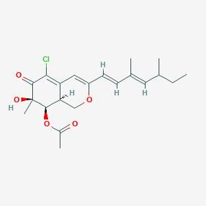 molecular formula C21H27ClO5 B1250853 (7R,8R,8aS)-8-Acetoxy-5-chloro-3-[(1E,3E)-3,5-dimethyl-1,3-heptadienyl]-1,7,8,8a-tetrahydro-7-hydroxy-7-methyl-6H-2-benzopyran-6-one 