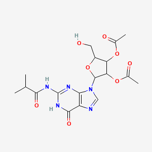 molecular formula C18H23N5O8 B12508609 4-(acetyloxy)-5-(hydroxymethyl)-2-[2-(2-methylpropanamido)-6-oxo-1H-purin-9-yl]oxolan-3-yl acetate 