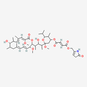 molecular formula C45H67NO13 B1250862 4-O-[2-[3-hydroxy-4-[(4E,6E,12E,14Z)-10-hydroxy-3,15-dimethoxy-7,9,11,13-tetramethyl-16-oxo-1-oxacyclohexadeca-4,6,12,14-tetraen-2-yl]pentan-2-yl]-2-methoxy-5-methyl-6-propan-2-yloxan-4-yl] 1-O-[(2-oxo-1,3-dihydropyrrol-5-yl)methyl] (E)-but-2-enedioate 