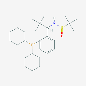 molecular formula C27H46NOPS B12508650 N-{1-[2-(dicyclohexylphosphanyl)phenyl]-2,2-dimethylpropyl}-2-methylpropane-2-sulfinamide 