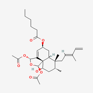 molecular formula C30H44O8 B1250872 [(1S,3R,5S,6aS,7R,8R,10S,10aS)-1,3-diacetyloxy-10-hydroxy-7,8-dimethyl-7-[(2E)-3-methylpenta-2,4-dienyl]-1,3,5,6,6a,8,9,10-octahydrobenzo[d][2]benzofuran-5-yl] hexanoate 
