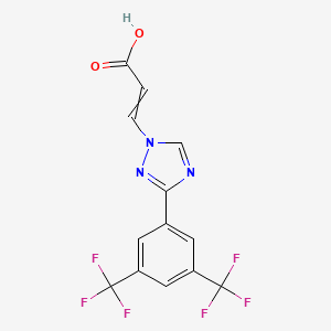 molecular formula C13H7F6N3O2 B12508783 3-{3-[3,5-Bis(trifluoromethyl)phenyl]-1,2,4-triazol-1-yl}prop-2-enoic acid 