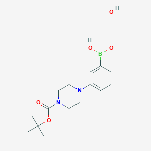 molecular formula C21H35BN2O5 B12508787 Tert-butyl 4-(3-{hydroxy[(3-hydroxy-2,3-dimethylbutan-2-YL)oxy]boranyl}phenyl)piperazine-1-carboxylate 