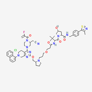 molecular formula C59H71ClFN11O7S B12508912 1-[2-(3-{3-[2-({[7-(8-chloronaphthalen-1-yl)-4-[3-(cyanomethyl)-4-(2-fluoroprop-2-enoyl)piperazin-1-yl]-5H,6H,8H-pyrido[3,4-d]pyrimidin-2-yl]oxy}methyl)pyrrolidin-1-yl]propoxy}propanamido)-3,3-dimethylbutanoyl]-4-hydroxy-N-{[4-(4-methyl-1,3-thiazol-5-yl)phenyl]methyl}pyrrolidine-2-carboxamide 