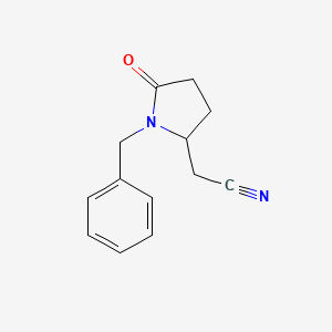 molecular formula C13H14N2O B12508923 2-(1-Benzyl-5-oxopyrrolidin-2-yl)acetonitrile 