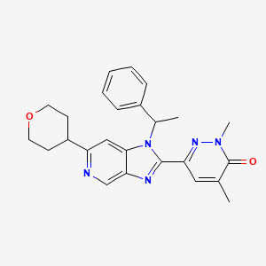 molecular formula C25H27N5O2 B12509203 2,4-Dimethyl-6-[6-(oxan-4-yl)-1-(1-phenylethyl)imidazo[4,5-c]pyridin-2-yl]pyridazin-3-one 