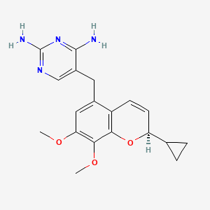 molecular formula C19H22N4O3 B1250923 5-[[(2R)-2-cyclopropyl-7,8-dimethoxy-2H-chromen-5-yl]methyl]pyrimidine-2,4-diamine 