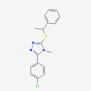 molecular formula C17H16ClN3S B12509246 3-(4-Chlorophenyl)-4-methyl-5-((1-phenylethyl)thio)-4H-1,2,4-triazole 