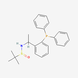 molecular formula C24H28NOPS B12509248 N-{1-[2-(diphenylphosphanyl)phenyl]ethyl}-2-methylpropane-2-sulfinamide 