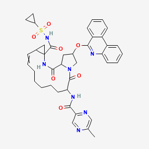 molecular formula C40H43N7O7S B12509256 N-cyclopropylsulfonyl-14-[(5-methylpyrazine-2-carbonyl)amino]-2,15-dioxo-18-phenanthridin-6-yloxy-3,16-diazatricyclo[14.3.0.04,6]nonadec-7-ene-4-carboxamide 