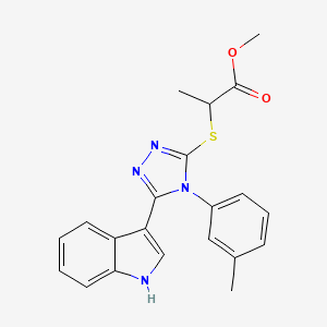 molecular formula C21H20N4O2S B12509348 Methyl 2-((5-(1H-indol-3-yl)-4-(m-tolyl)-4H-1,2,4-triazol-3-yl)thio)propanoate 