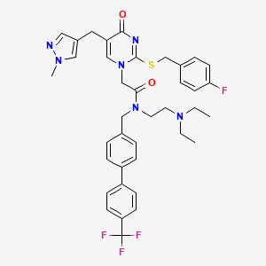 1(4H)-Pyrimidineacetamide, N-(2-(diethylamino)ethyl)-2-(((4-fluorophenyl)methyl)thio)-5-((1-methyl-1H-pyrazol-4-yl)methyl)-4-oxo-N-((4'-(trifluoromethyl)(1,1'-biphenyl)-4-yl)methyl)-