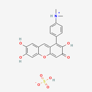 molecular formula C21H19NO9S B12509429 N,N-dimethyl-4-(2,6,7-trihydroxy-3-oxoxanthen-1-yl)anilinium hydrogen sulfate 