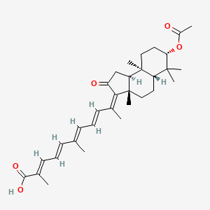 molecular formula C32H44O5 B1250954 (2E,4E,6E,8E,10Z)-10-[(3aS,5aR,7S,9aR,9bS)-7-acetyloxy-3a,6,6,9a-tetramethyl-2-oxo-1,4,5,5a,7,8,9,9b-octahydrocyclopenta[a]naphthalen-3-ylidene]-2,6-dimethylundeca-2,4,6,8-tetraenoic acid 