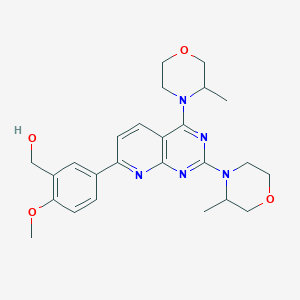 molecular formula C25H31N5O4 B12509658 {5-[2,4-Bis(3-methylmorpholin-4-YL)pyrido[2,3-D]pyrimidin-7-YL]-2-methoxyphenyl}methanol 