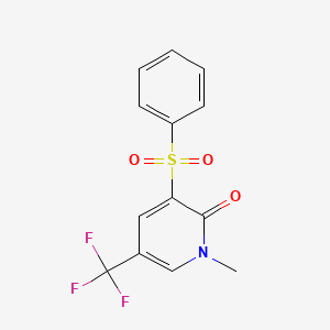 molecular formula C13H10F3NO3S B12509666 3-(Benzenesulfonyl)-1-methyl-5-(trifluoromethyl)pyridin-2-one 