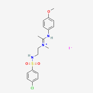molecular formula C18H23ClIN3O3S B12509744 N-{(Z)-1-[(2-{[(4-chlorophenyl)sulfonyl]amino}ethyl)(methyl)amino]ethylidene}-4-methoxybenzenaminium iodide 